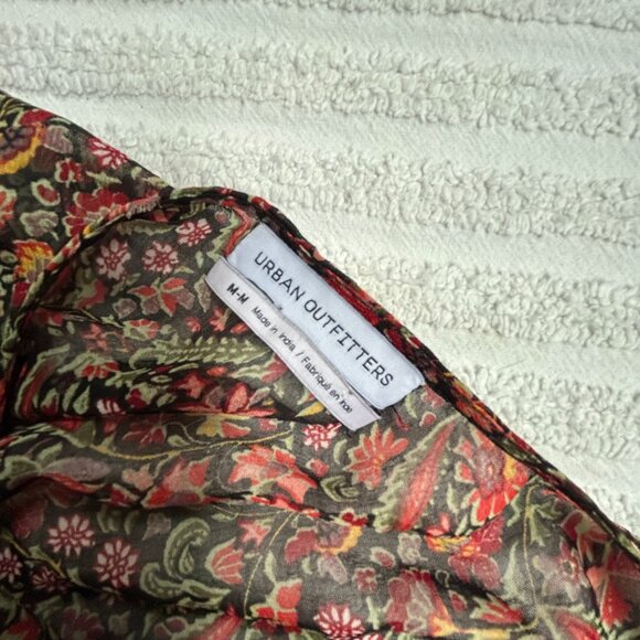 Urban Outfitters Womens Black Paisley/Floral Print Chiffon Wrap Dress Medium - Picture 3 of 9